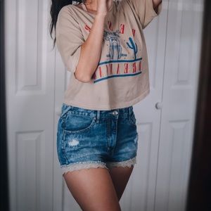 Free People denim lace shorts